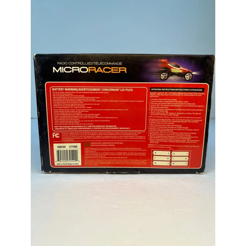 Blue Hat Toy Company MicroRacer RC Car Red Formula-Fire 49MHz Working Headlights